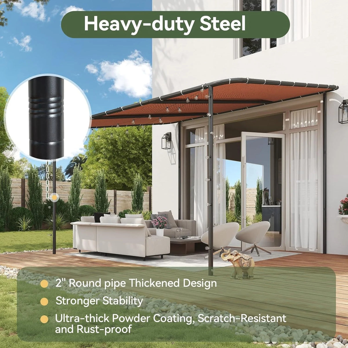 Aoxun Wall Mounted Gazebo Awning With UV Resistant Canopy