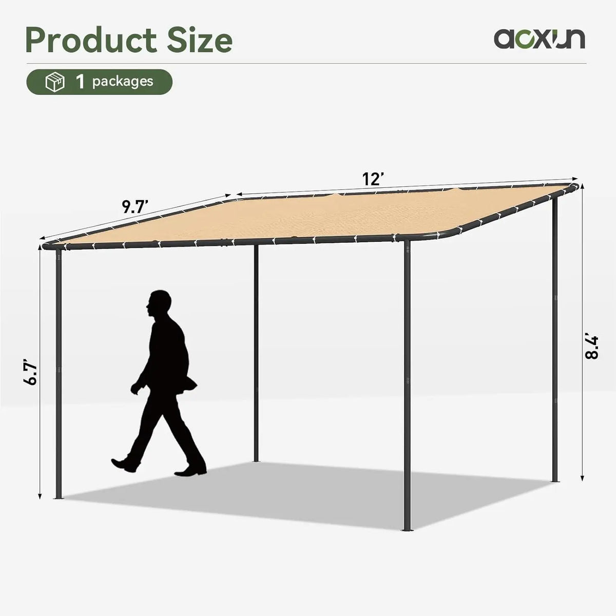 Aoxun Wall Mounted Gazebo Awning With UV Resistant Canopy