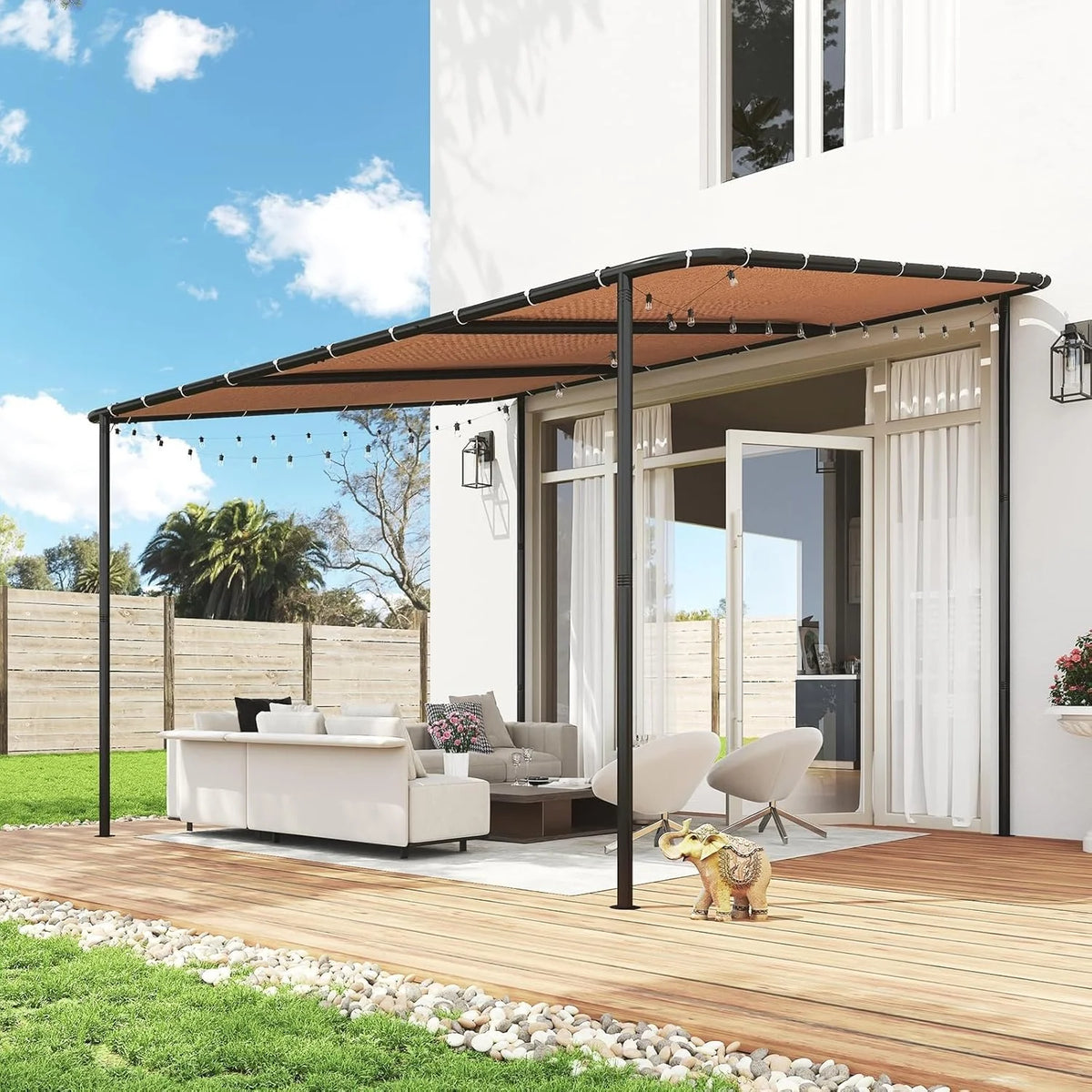 Aoxun Wall Mounted Gazebo Awning With UV Resistant Canopy