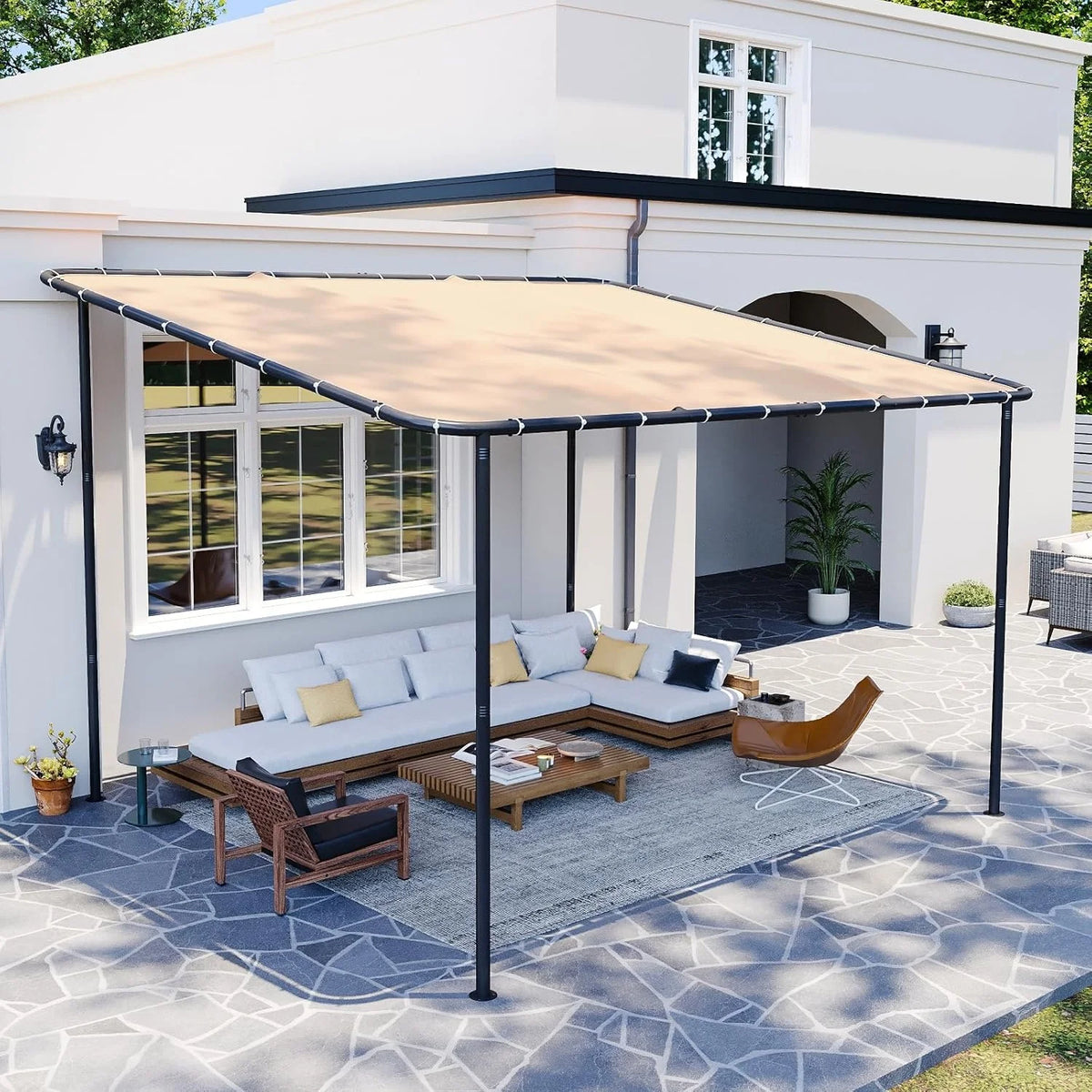 Aoxun Wall Mounted Gazebo Awning With UV Resistant Canopy