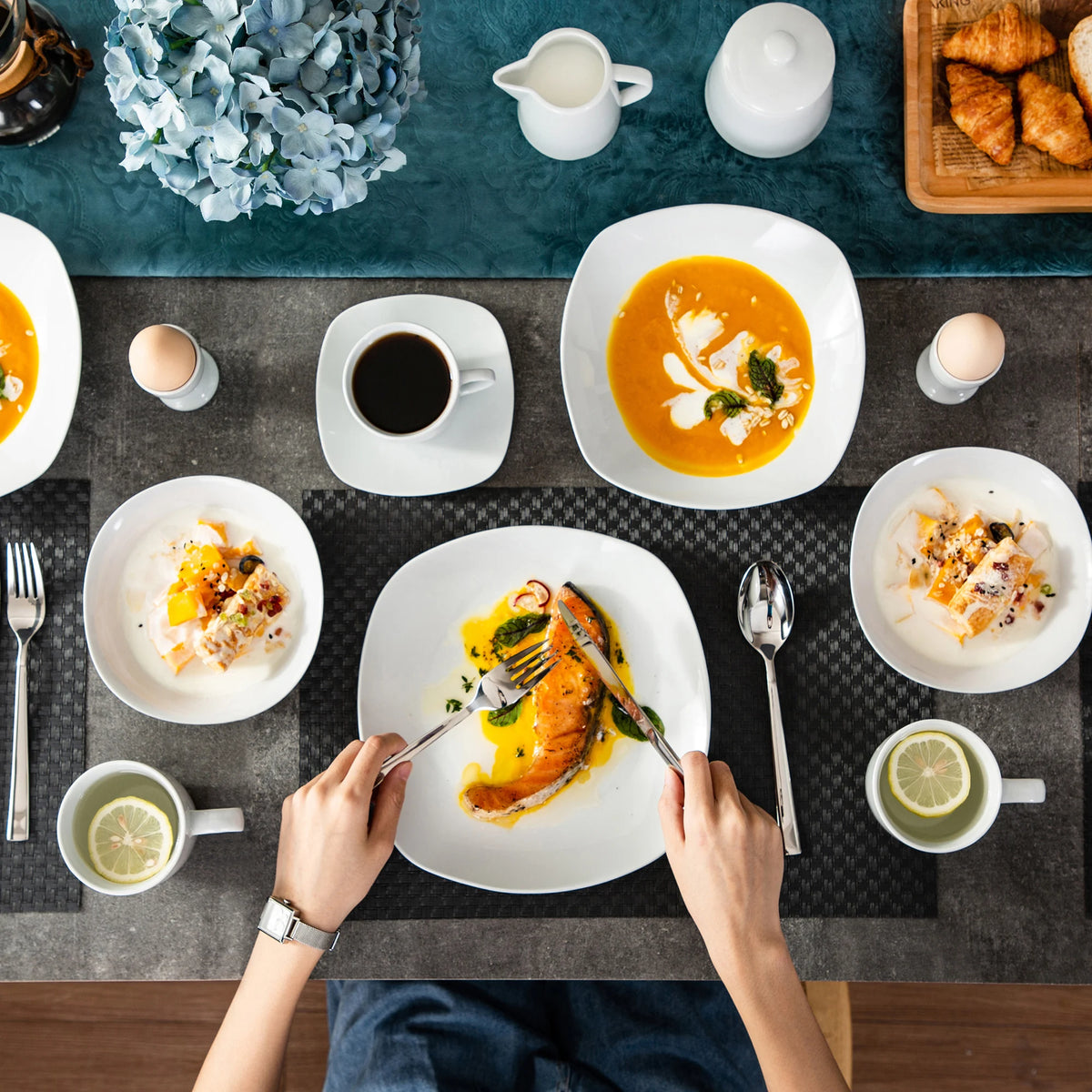 MALACASA Elisa Dinnerware Set For 6 Porcelain Service Tableware