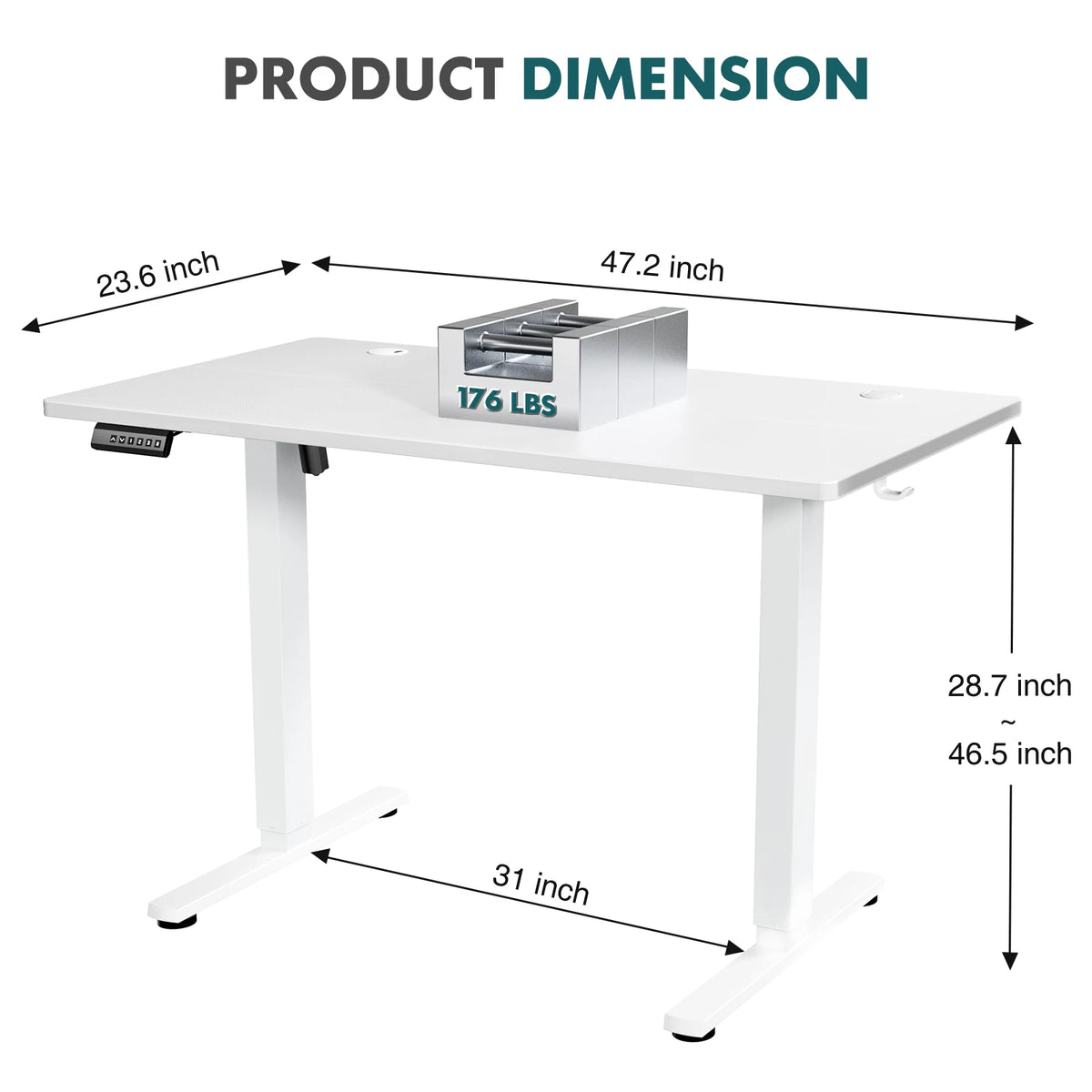 JHK Ergonomic Electric Standing Desk Height Adjustable Computer Desk Large Work PC Table Home Office Writing Gaming Desks