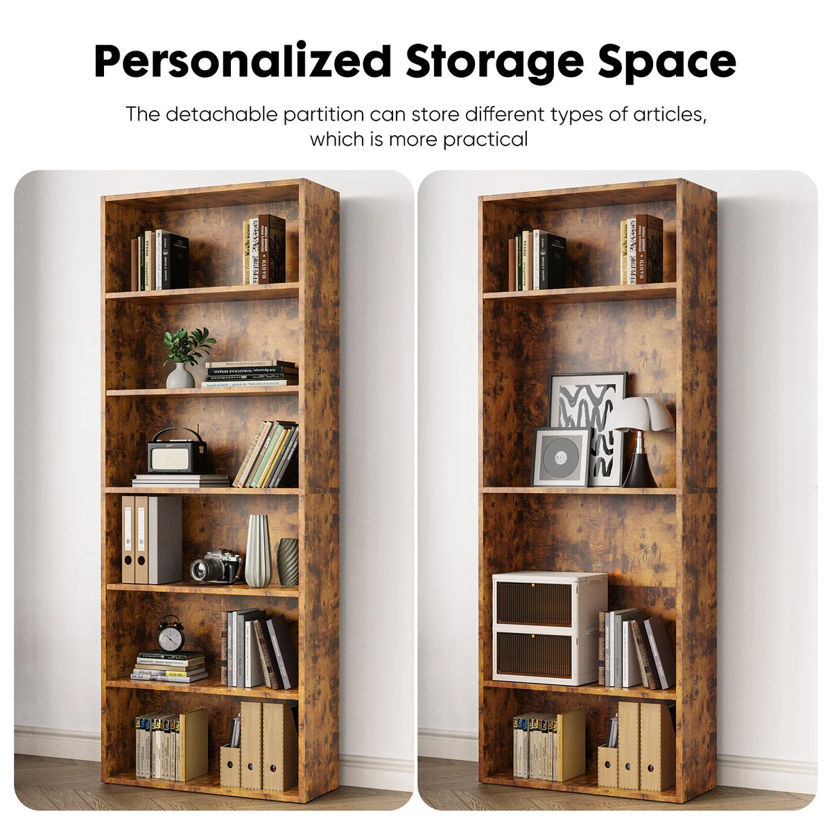 JHK Modern Wooden Floor Standing Bookcase For Home Office