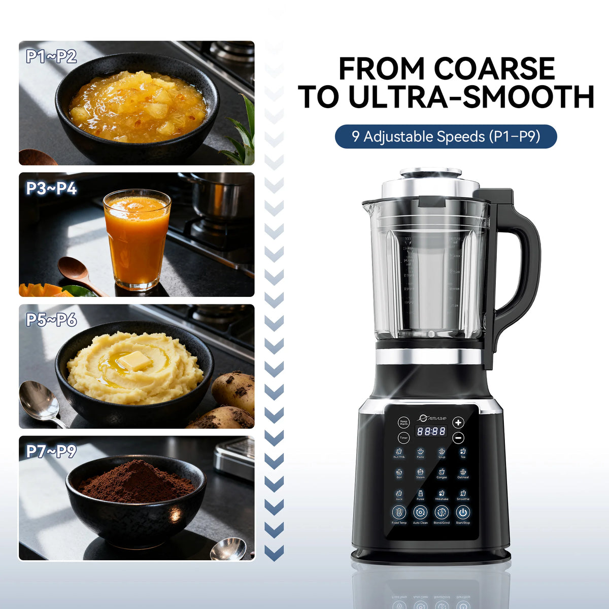 Astralship High Speed Countertop Blender With Glass Jar Auto Clean