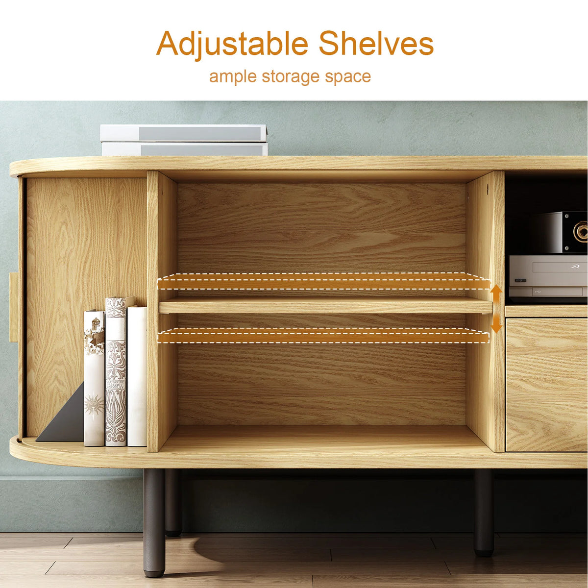 ONBRILL Modern TV Stand With Power Outlet Storage Drawer
