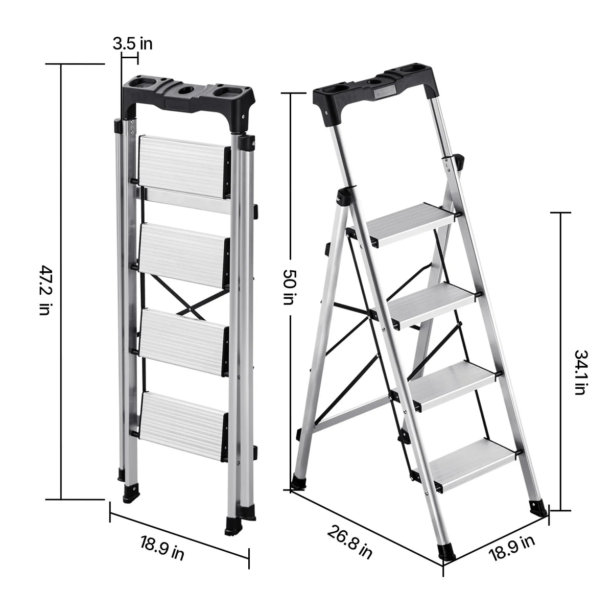 SucceBuy 3/4/5/6 Step Ladder Folding Step Stool with Anti-Slip Pedal and Comfort Handgrip 330 lbs for Kitchen Household & Office