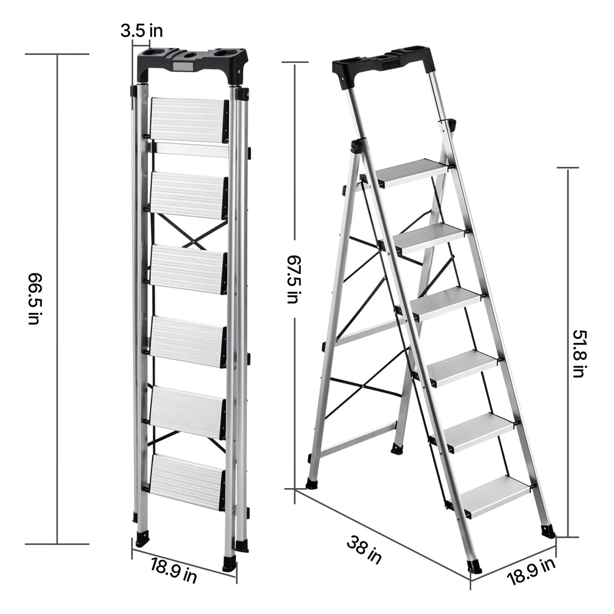 SucceBuy 3/4/5/6 Step Ladder Folding Step Stool with Anti-Slip Pedal and Comfort Handgrip 330 lbs for Kitchen Household & Office