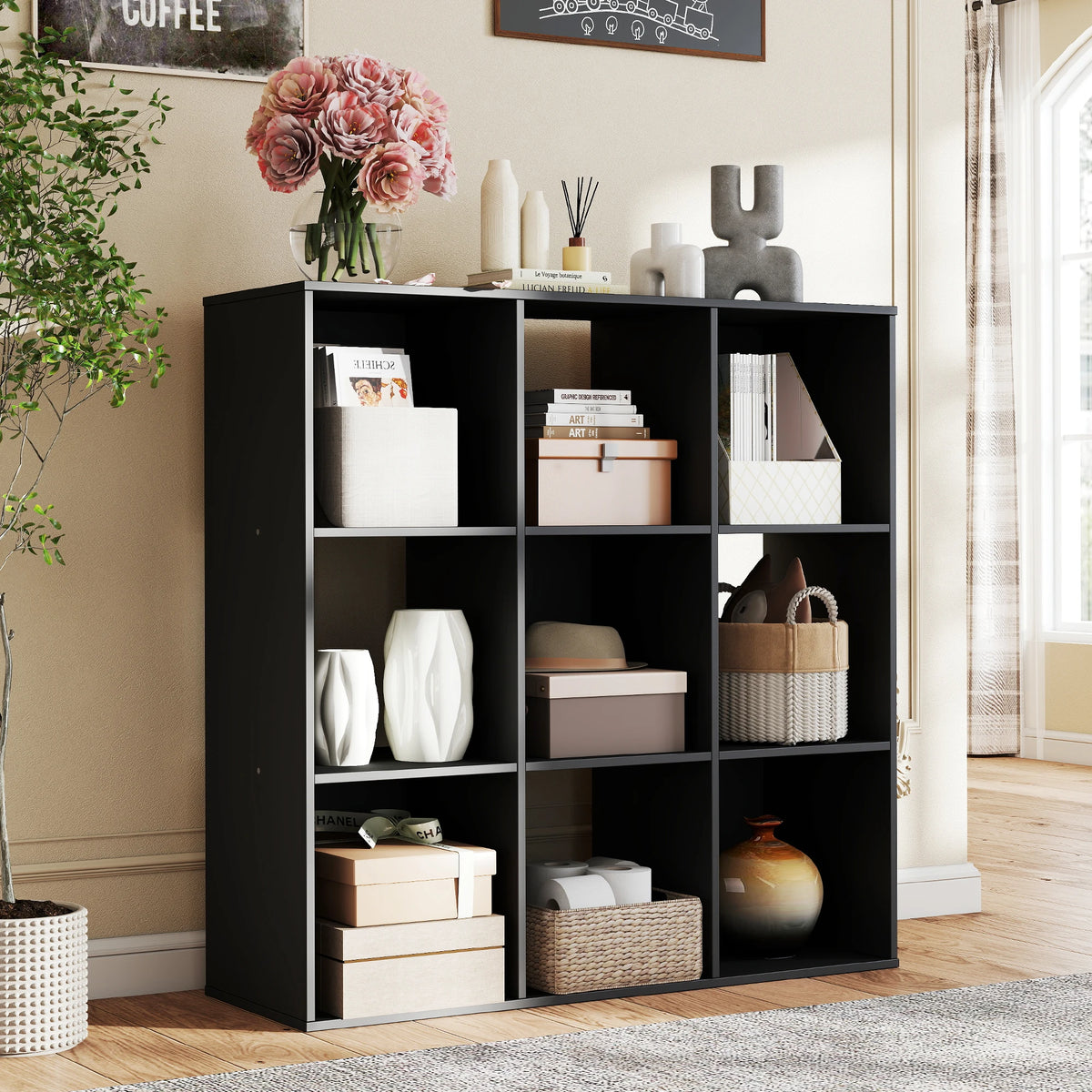 JHK Modern Wooden Cube Storage Organizer Home Office Bookcase
