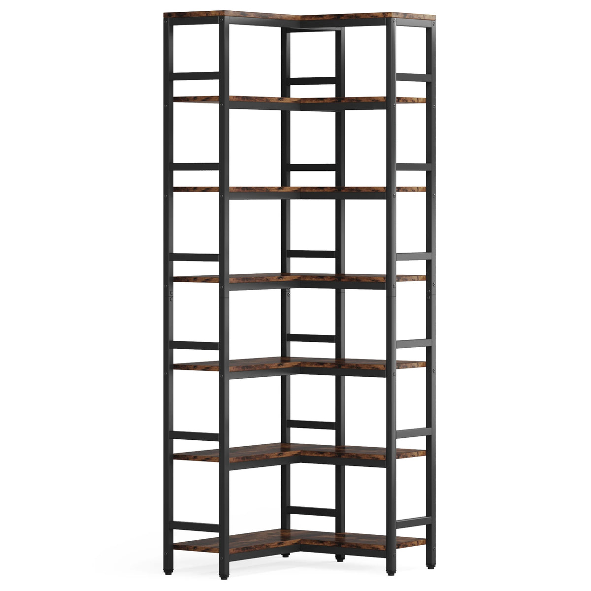 Tribesigns Modern 7 Tier Corner Bookshelf Wooden Storage Rack