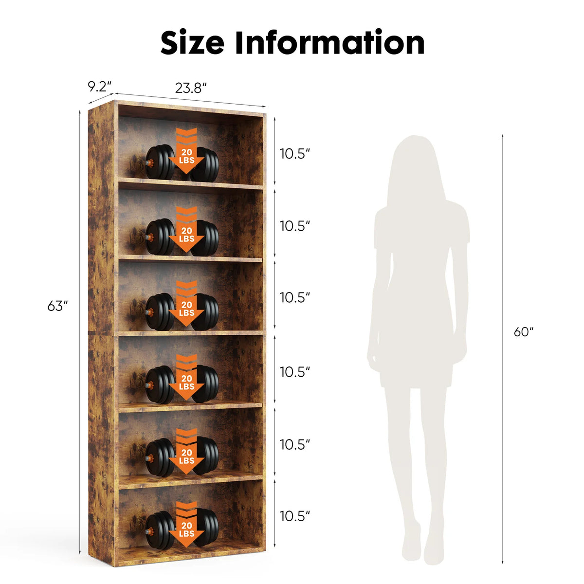 JHK Modern Wooden Floor Standing Bookcase For Home Office