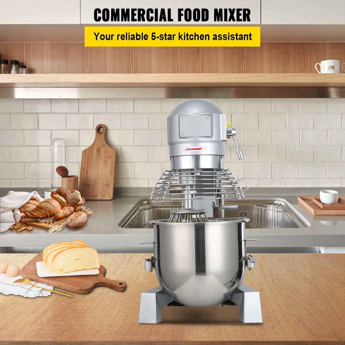 SucceBuy Electric Dough Mixer Stainless Steel Commercial Stand Mixer