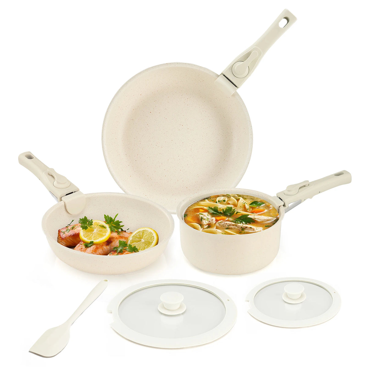 12-Piece Nonstick Pots And Pans Set With Detachable Handle