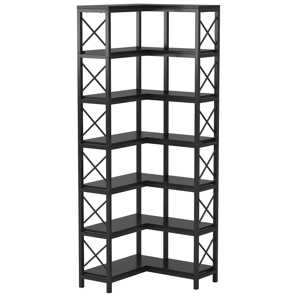 Tribesigns Modern 7 Tier Corner Bookshelf Wooden Storage Rack