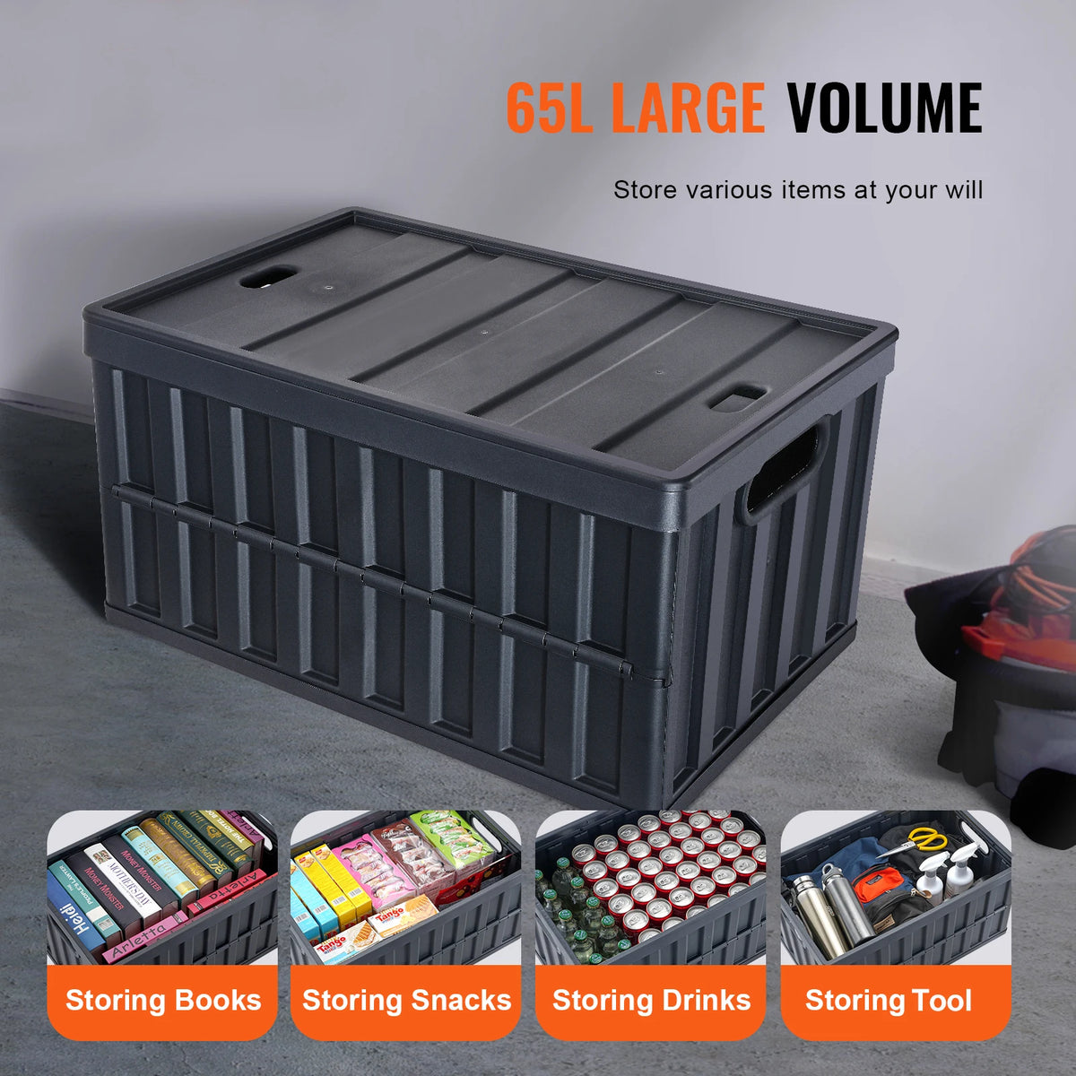 SucceBuy Collapsible Storage Bins With Lids Stackable Utility Crates