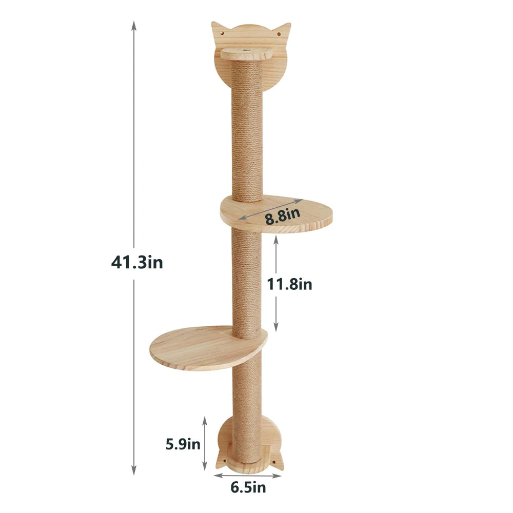 Wall Mounted Cat Climbing Stairway With Sisal Scratching Post