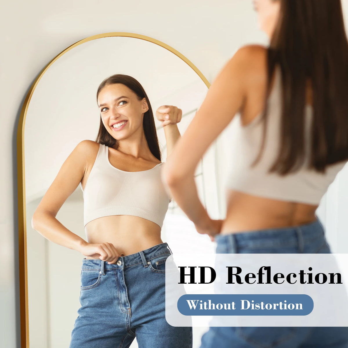 JHK Full Length Mirror With Premium Aluminum Frame Wall Mount