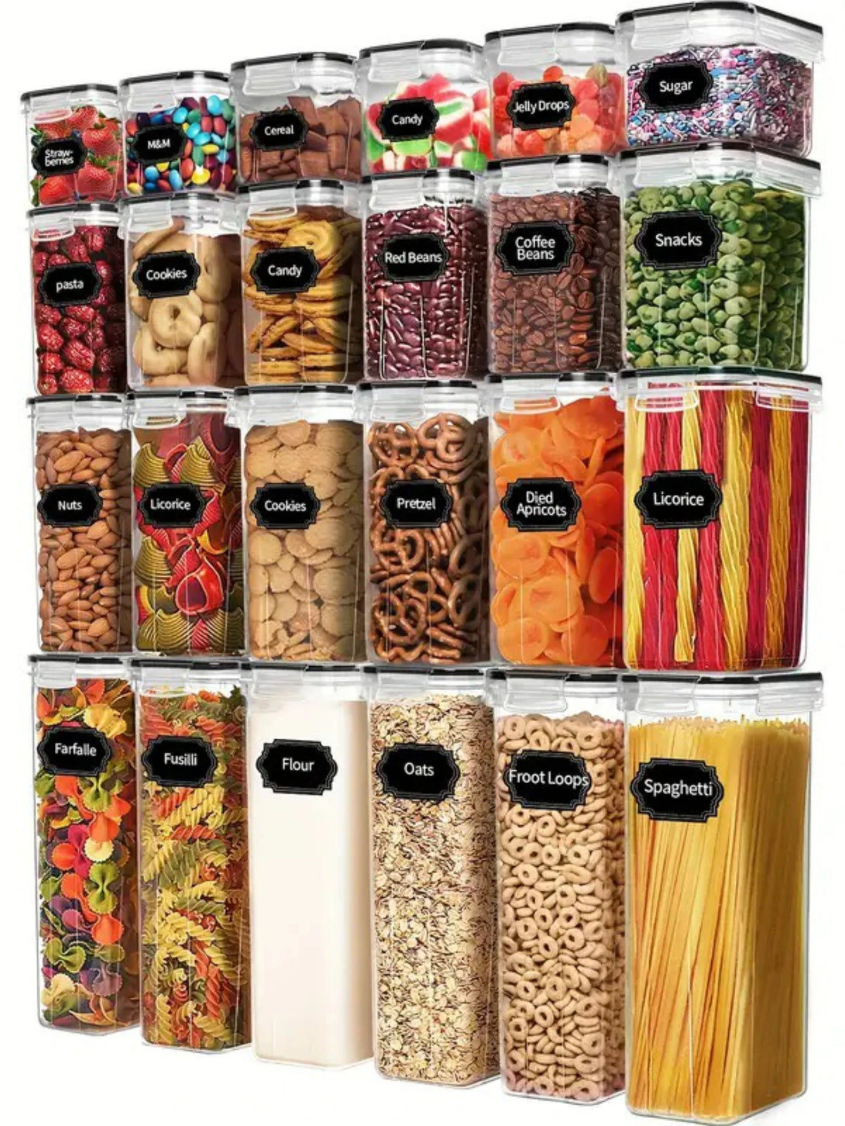 Airtight Food Storage Containers With Labels 24 Piece Set