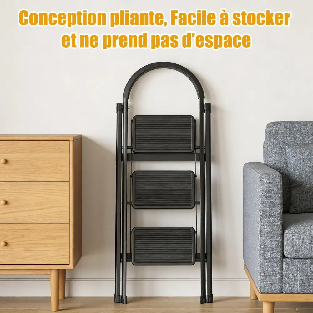 3 Step Ladder Folding Step Stool Multi-Purpose Collapsible Ladder for Home or RV Outdoor Work Heavy Duty 330 lbs Load