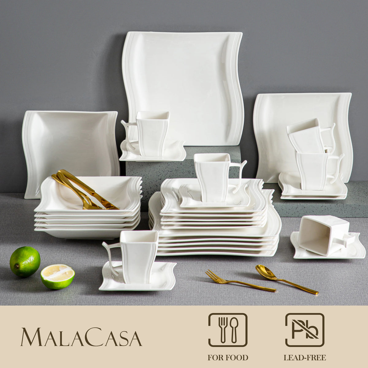 MALACASA Flora Porcelain Dinner Set For 12 Tableware
