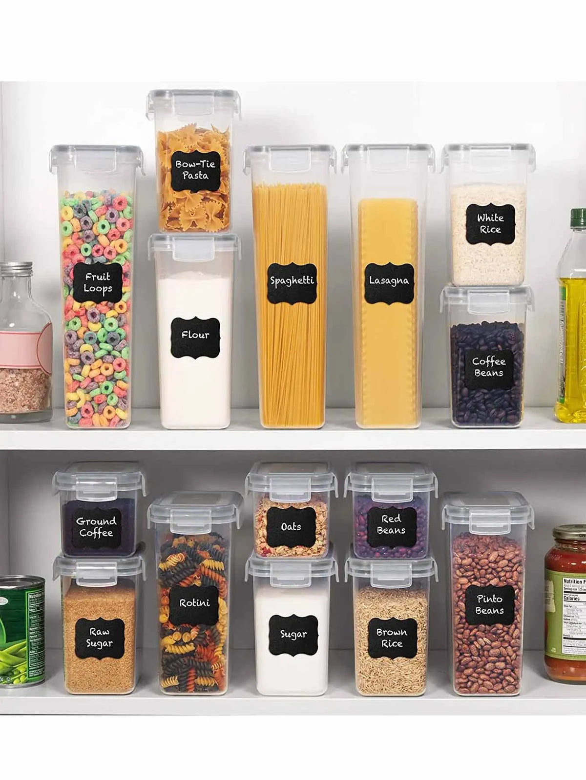 Airtight Food Storage Containers With Labels 24 Piece Set