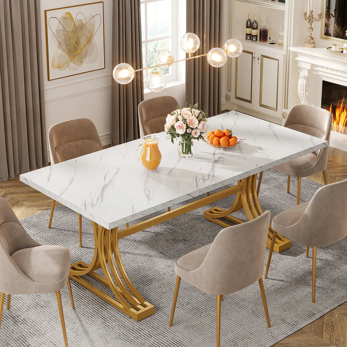 Tribesigns Modern Faux Marble Dining Table for Kitchen and Home