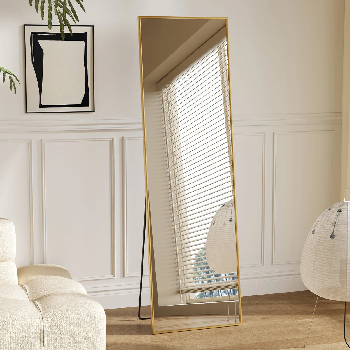 JHK Full Length Floor Mirror With Stand Aluminum Frame