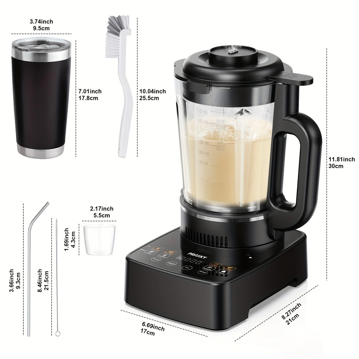 Prasky 2400W Heating Blender Heavy Duty Auto Clean Professional