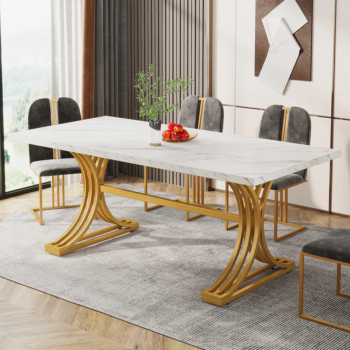 Tribesigns Modern Faux Marble Dining Table for Kitchen and Home
