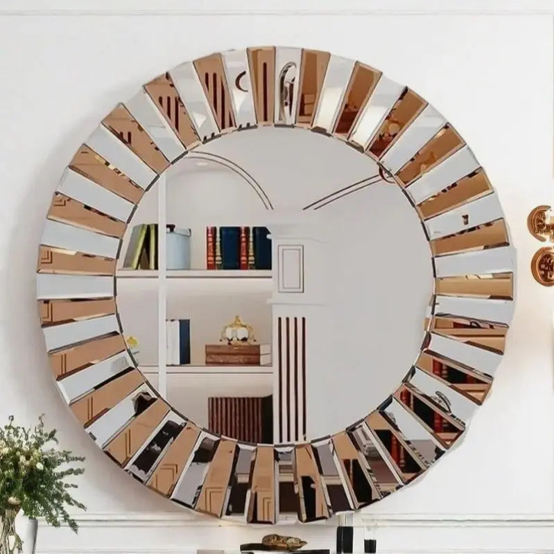 Elegant Round Starburst Decorative Wall Mirror For Living Room