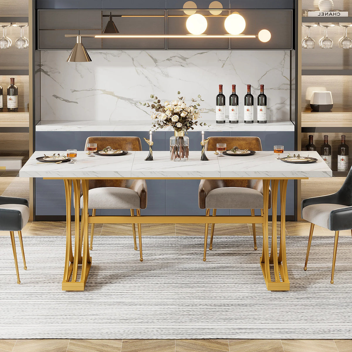 Tribesigns Modern Faux Marble Dining Table for Kitchen and Home
