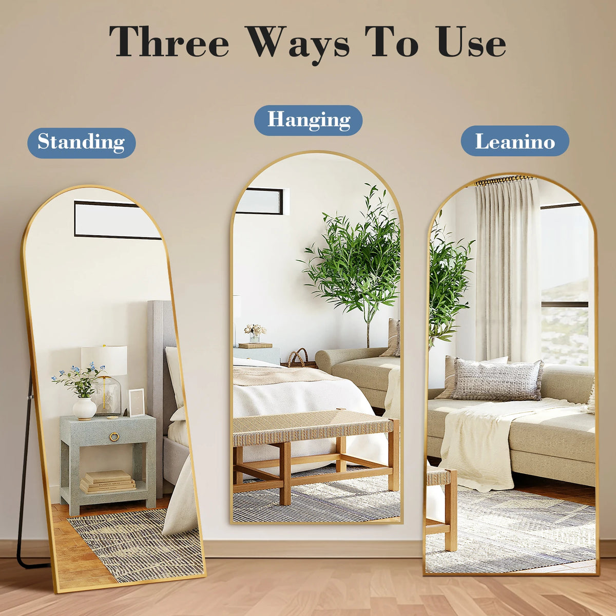 JHK Full Length Mirror With Premium Aluminum Frame Wall Mount