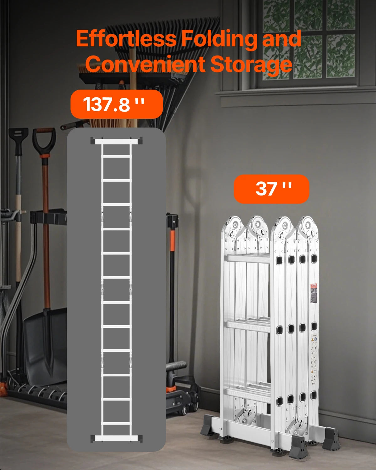 SucceBuy 7 In 1 Folding Telescoping Ladder for Home Use