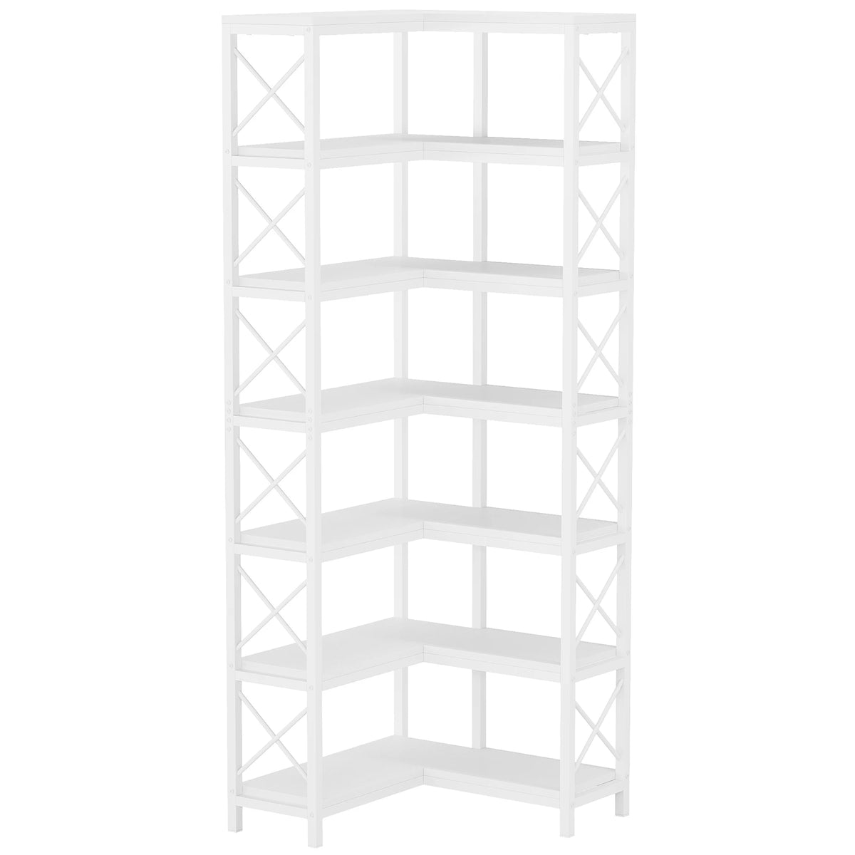 Tribesigns Modern 7 Tier Corner Bookshelf Wooden Storage Rack