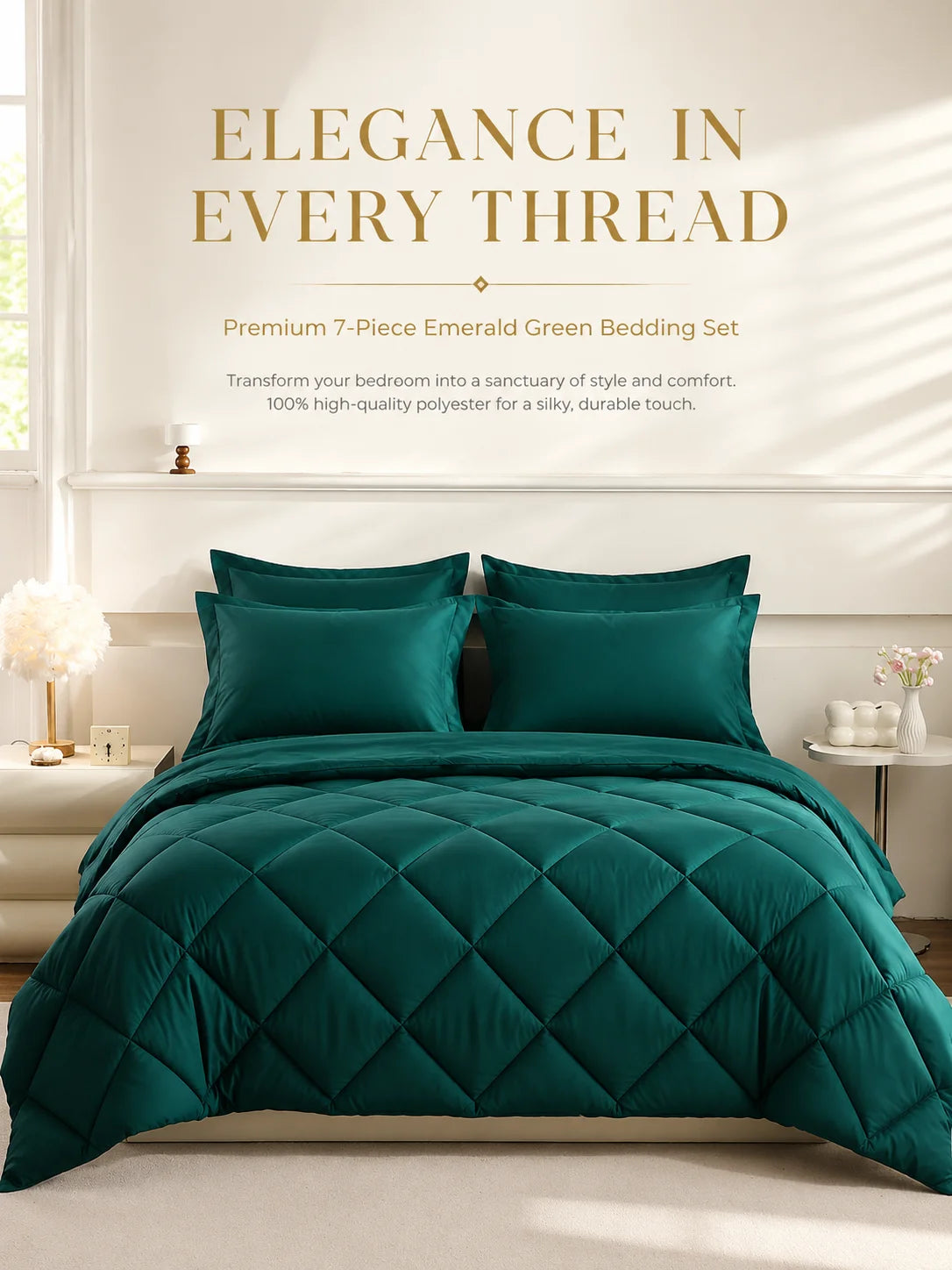 EasYum 5 Piece to 7 Piece Polyester Bedding Set Quilted