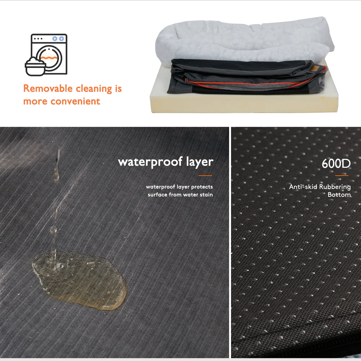 BINGOPAW Dog Bed With Removable Washable Cover Anti Allergy Waterproof
