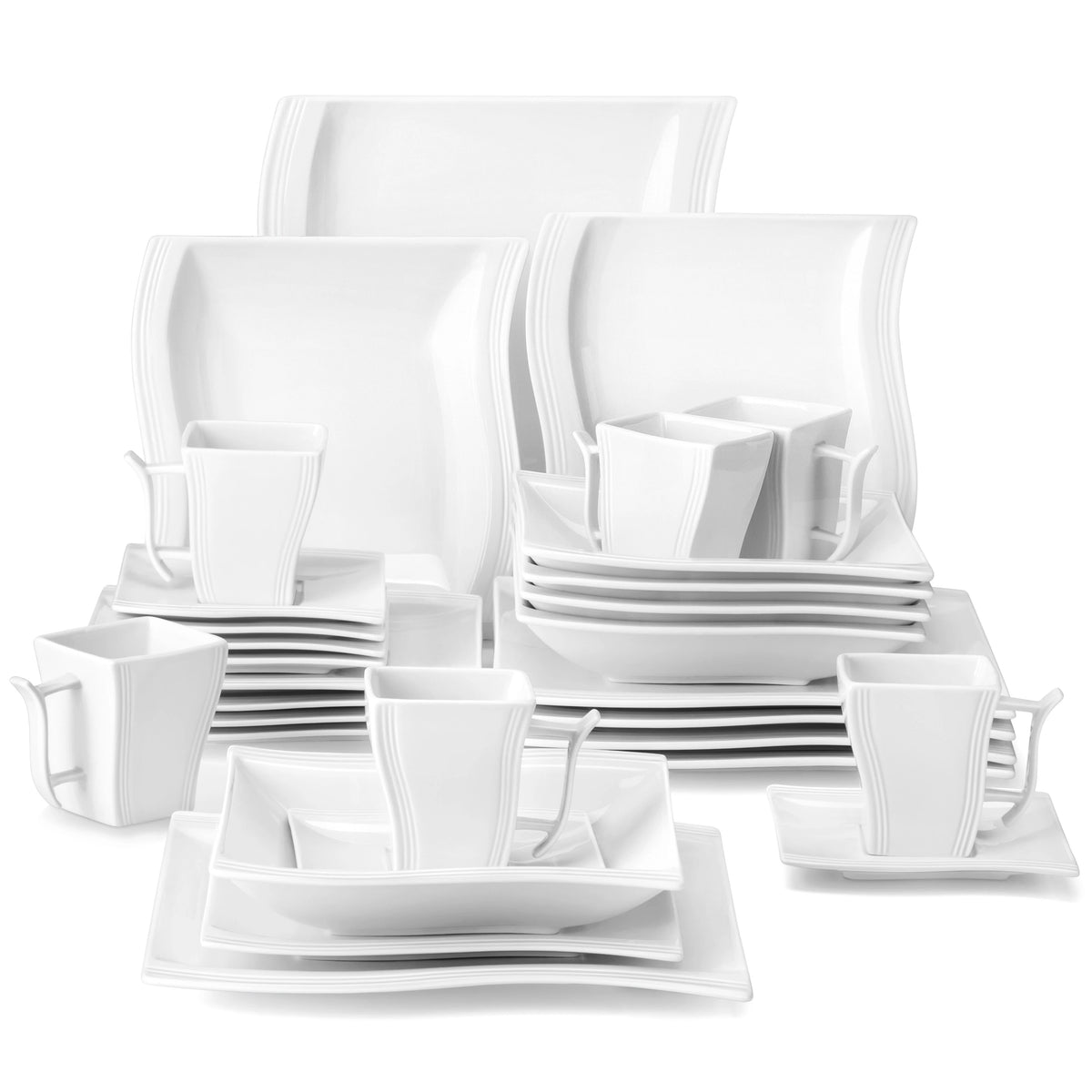MALACASA Flora Porcelain Dinner Set For 12 Tableware