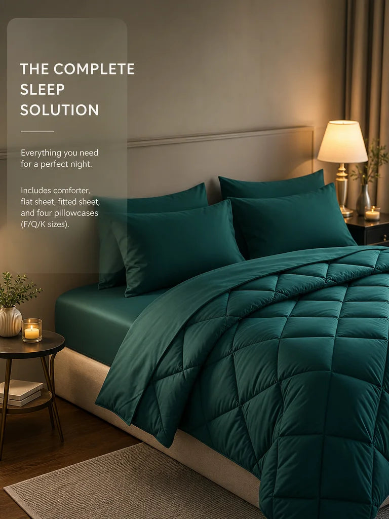 EasYum 5 Piece to 7 Piece Polyester Bedding Set Quilted