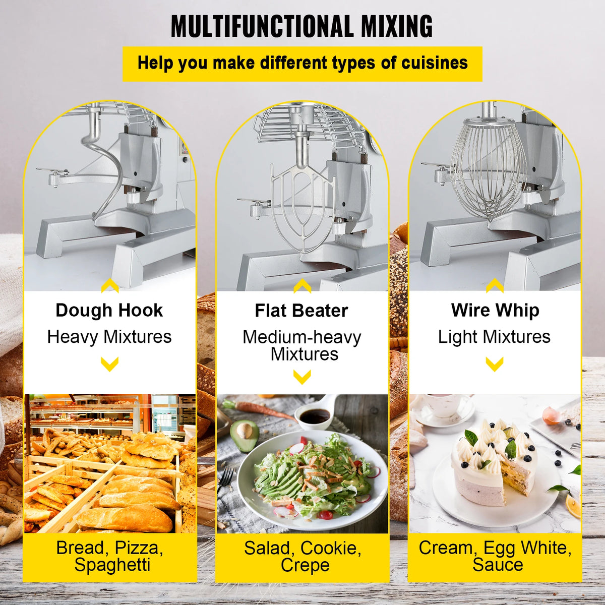 SucceBuy Electric Dough Mixer Stainless Steel Commercial Stand Mixer