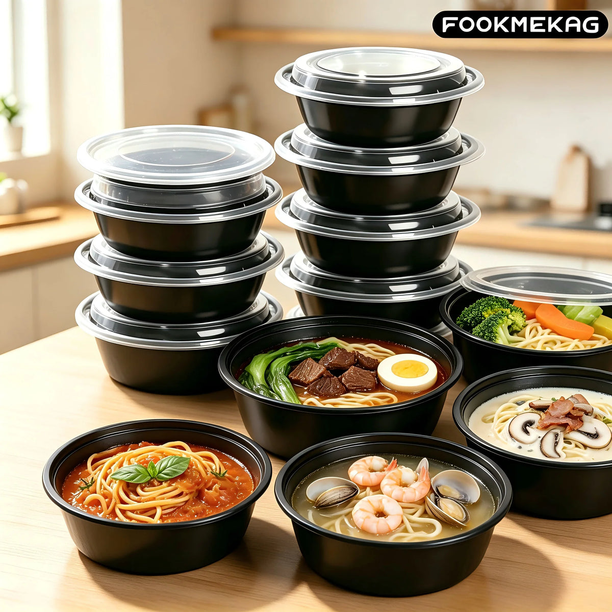 FOOKMEKAG Reusable Plastic Meal Prep Containers With Secure Lids