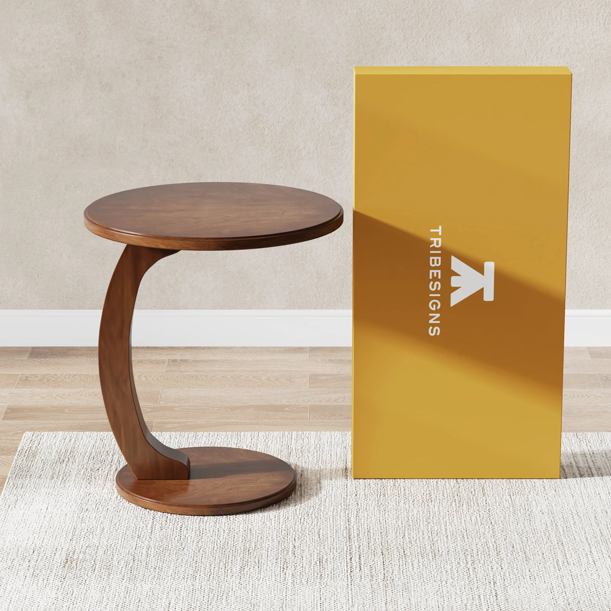 Tribesigns Round Wood Mid Century End Table For Living Room