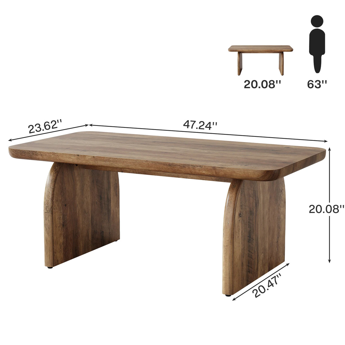 Tribesigns Farmhouse Rectangular Engineered Wood Coffee Table