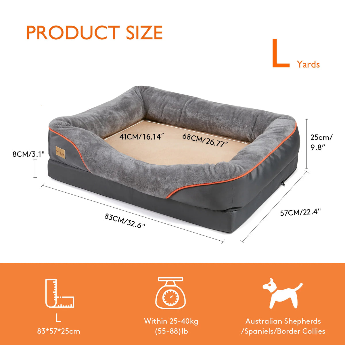 BINGOPAW Dog Bed With Removable Washable Cover Anti Allergy Waterproof
