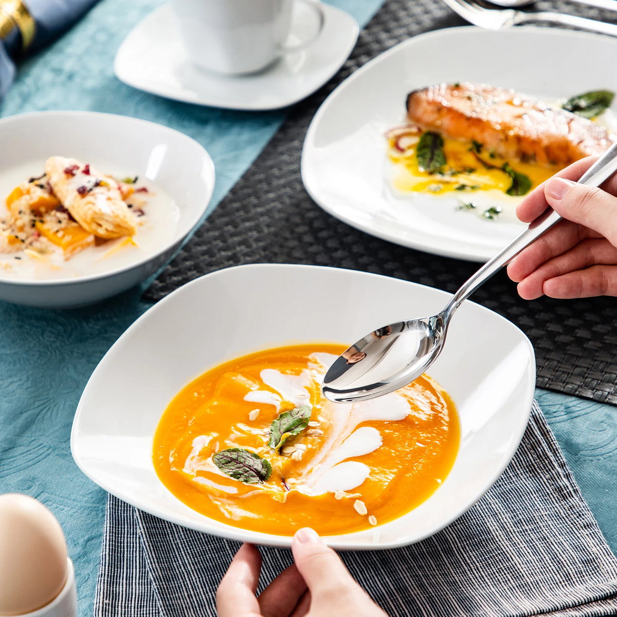 MALACASA Elisa Dinnerware Set For 6 Porcelain Service Tableware