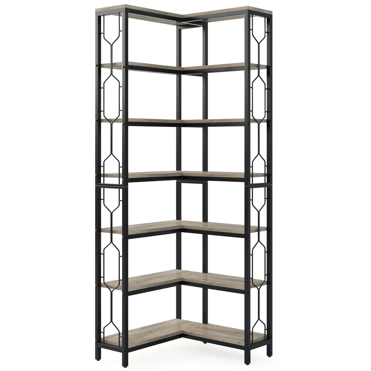 Tribesigns Modern 7 Tier Corner Bookshelf Wooden Storage Rack