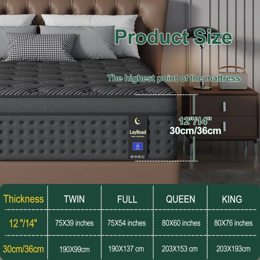 LayRoad Memory Foam Gel Foam Pocket Spring Boxed Mattress