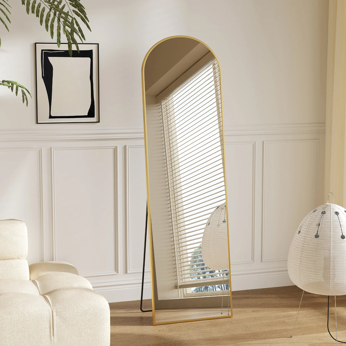 JHK Full Length Floor Mirror With Stand Aluminum Frame