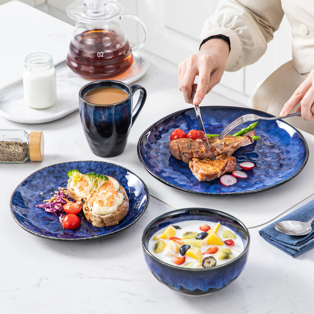 Malacasa 16 32 48 DinnerwareSet For 4 8 12 MicrowaveSafe