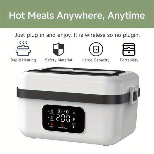 [Portable Smart Rice Box] Portable Smart Digital Display Rice Box, Built-In 9000Mah Rechargeable Power Bank, Stainless Steel Inner Liner for Insulation And Preservation, 33.81 Ounces Leak-Proof Lunch Bag, Suitable for Car, Of