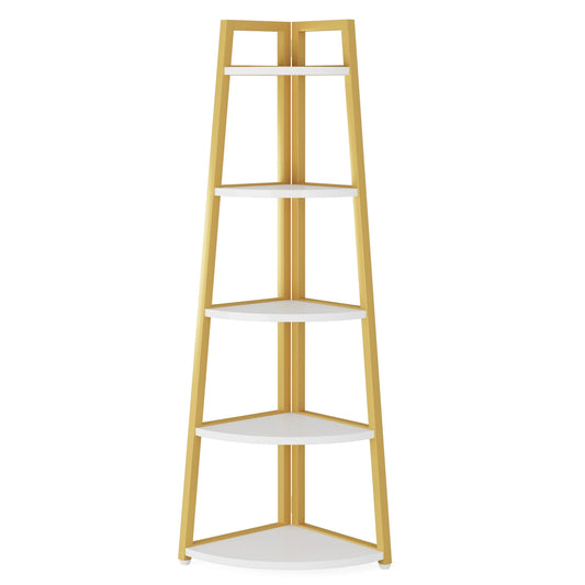 Tribesigns 5 Tier Corner Bookcase Wood Storage Rack Modern Design