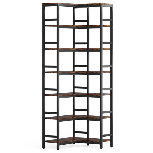 Tribesigns Modern 7 Tier Corner Bookshelf Wooden Storage Rack